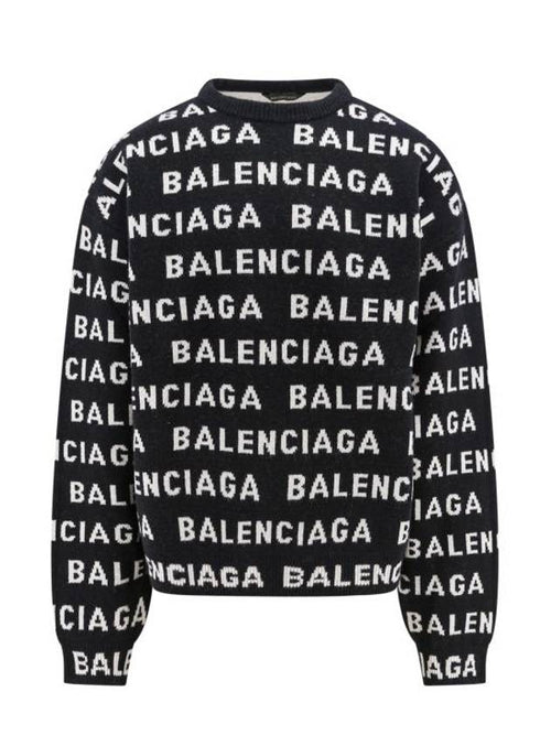 Balenciaga All-Over Logo Sweatshirt Black