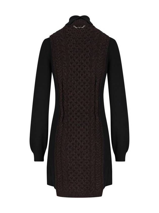 Fendi High Neck Cashmere Midi Dress Dark Purple