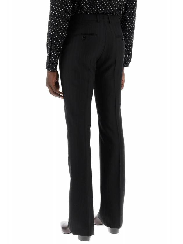 CELINE Striped Wool Flare Slacks Black