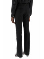 CELINE Striped Wool Flare Slacks Black