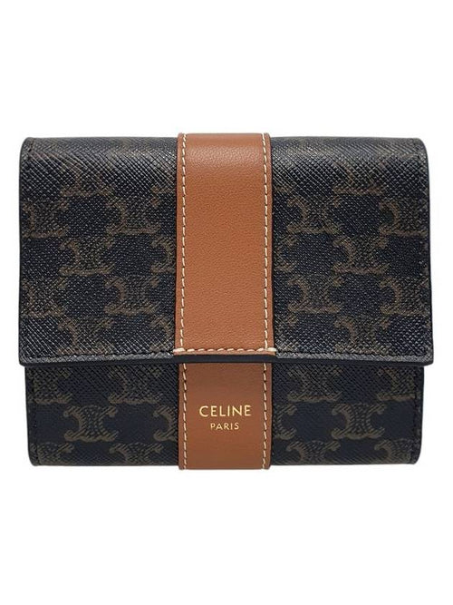 CELINE Celine 10D572BZ9 Triope Canvas 3 fold Ring Wallet
