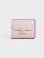 CELINE Triomphe Small Shiny Calfskin Half Wallet Pastel Pink