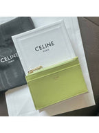 CELINE Zipper Grained Calfskin Card Wallet Light Jade