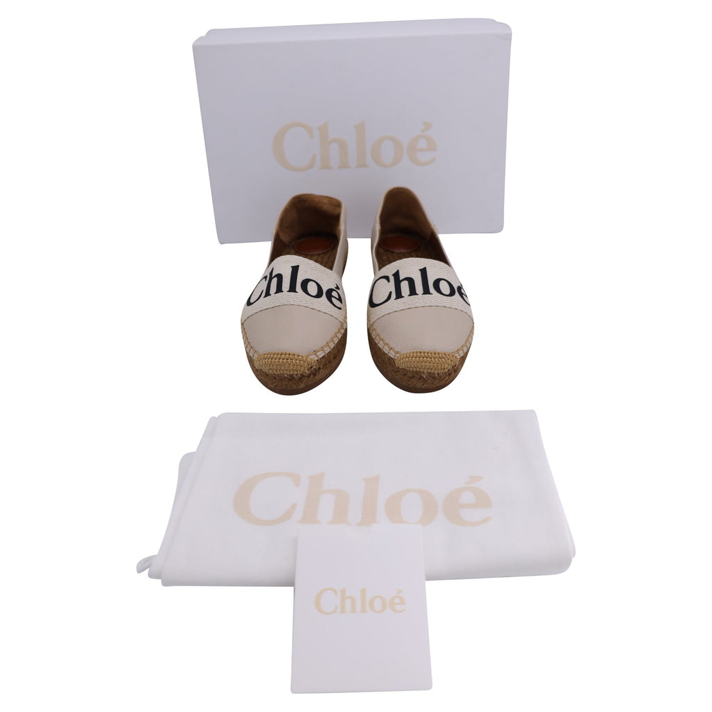 Chloe Woody Espadrilles Flats in Beige Leather