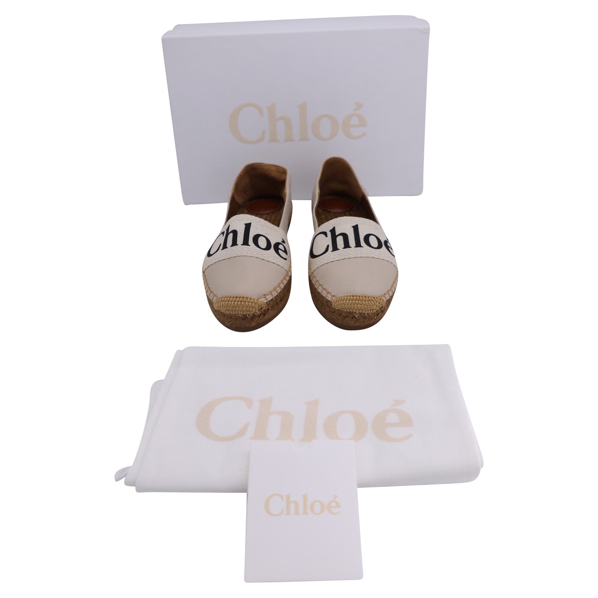 Chloe Woody Espadrilles Flats in Beige Leather