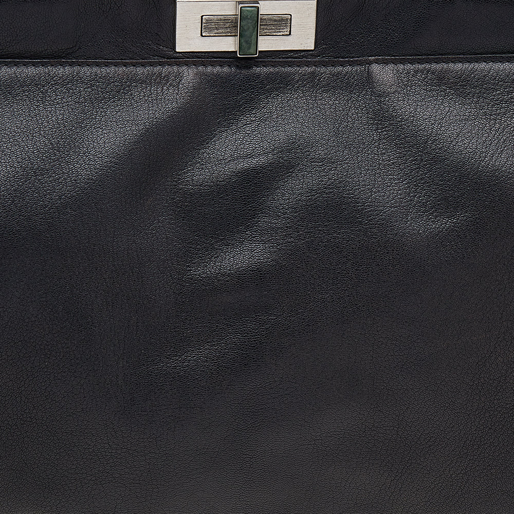 Fendi /dark Leather Large Peekaboo Top Handle Bag