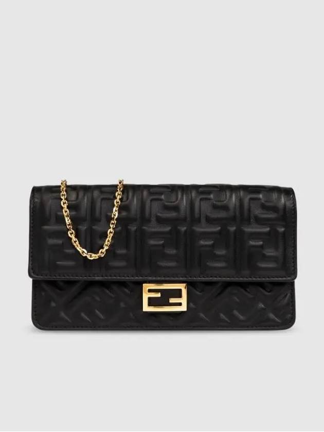 Fendi FF Baguette Nappa Leather Long Wallet Black
