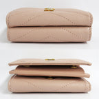 Saint Laurent Monogram Oligami Tenny Wallet  Green Leather 668274 Pearl Pink G  Three Folded Wallet Compact Mini