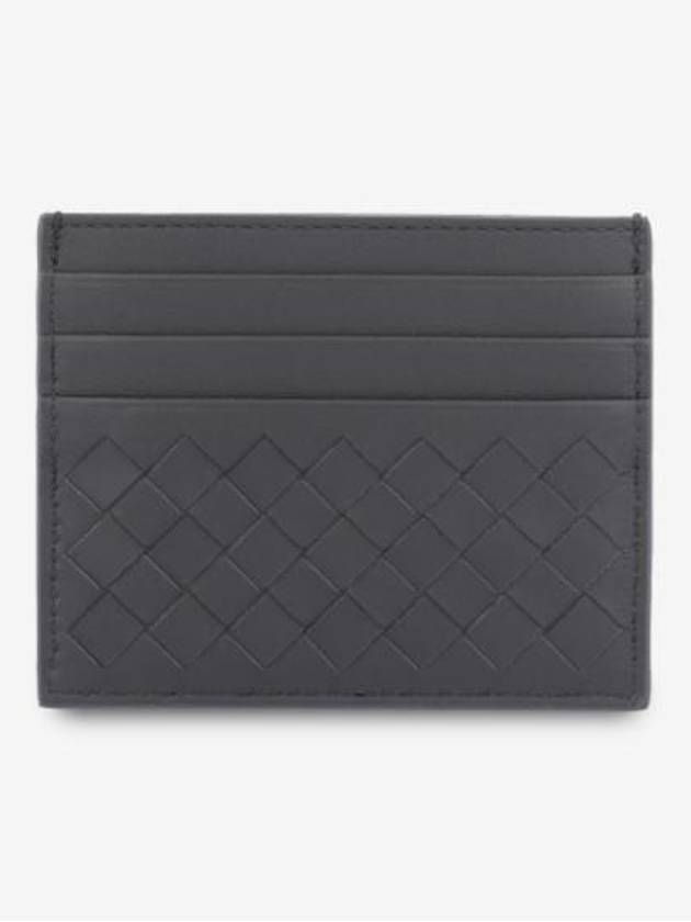 Bottega Veneta Intrecciato Leather Card Wallet Light Grey