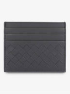 Bottega Veneta Intrecciato Leather Card Wallet Light Grey