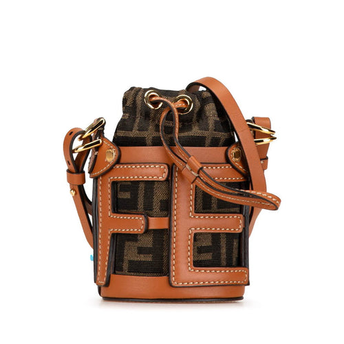 Fendi Zucca Nano Step Out Canvas Leather Shoulder Bag