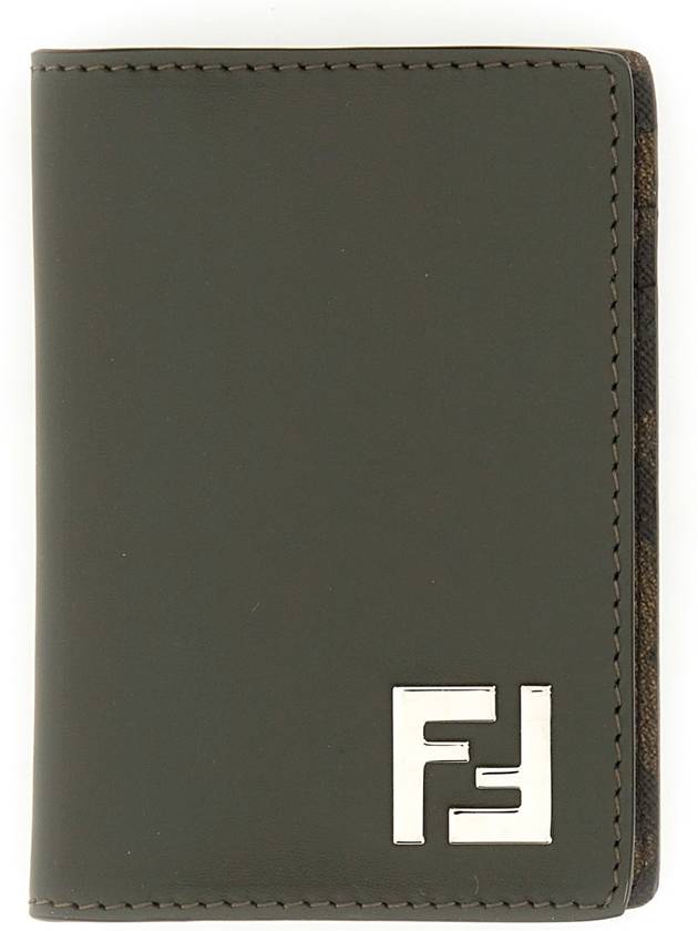 Fendi FF Squared Leather Card Holder Green