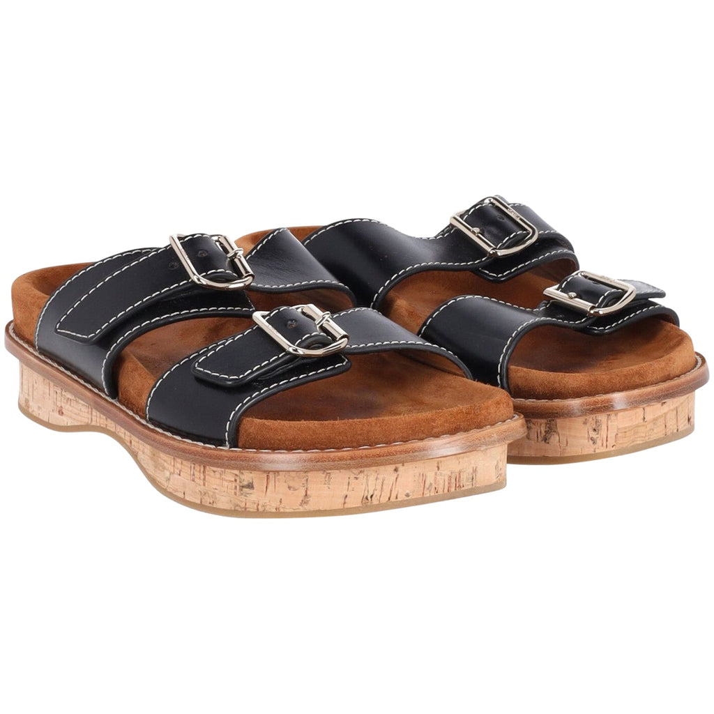 Chloe Marah Topstitched Sandals in Brown Leather