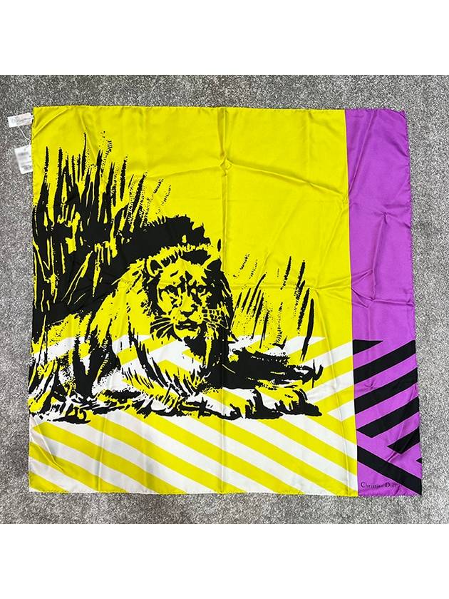 D Jungle Pop Square Silk Scarf Yellow Dior