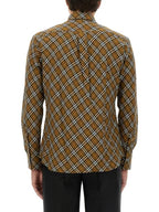 Burberry B Shield Embroidered Check Cotton Long Sleeve Shirt Oxide