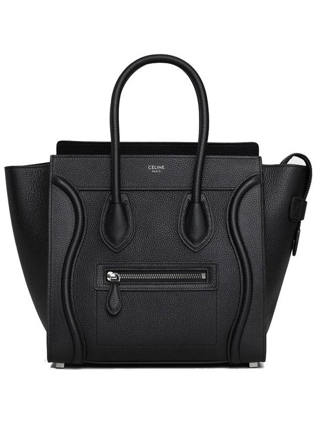 CELINE Drummed Calfskin Micro Luggage Tote Bag Black