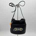 Gucci 1955 Horsebit Drawstring Bucket Bag - Black Crossbody Bags, Handbags 2505092219