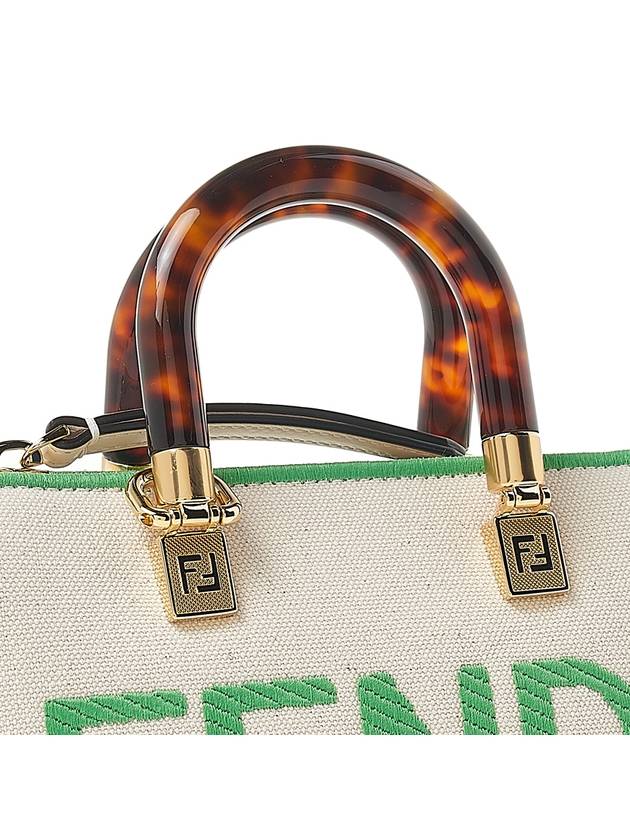 Fendi By The Way Small Canvas Tote Bag Green White