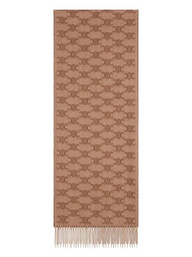 CELINE Monogram Cashmere Muffler Light Camel