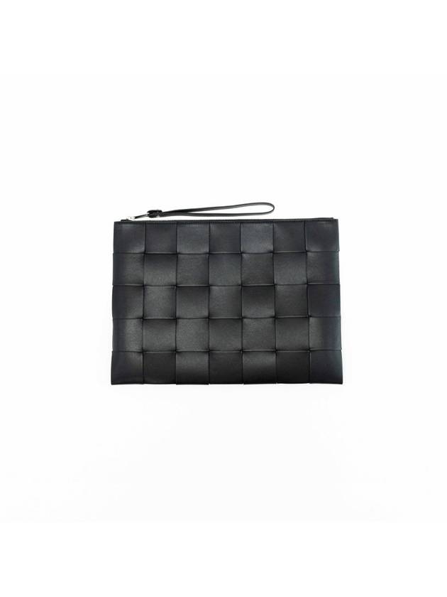 Bottega Veneta Intrecciato Weaving Strap Clutch Bag Black