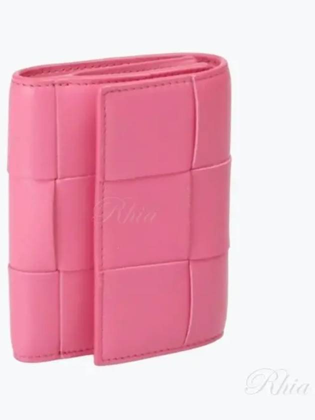 Bottega Veneta Intrecciato Tri-Fold Zip Half Wallet Milk Shake