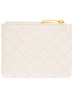 Bottega Veneta Intrecciato Heart Detail Leather Half Wallet White