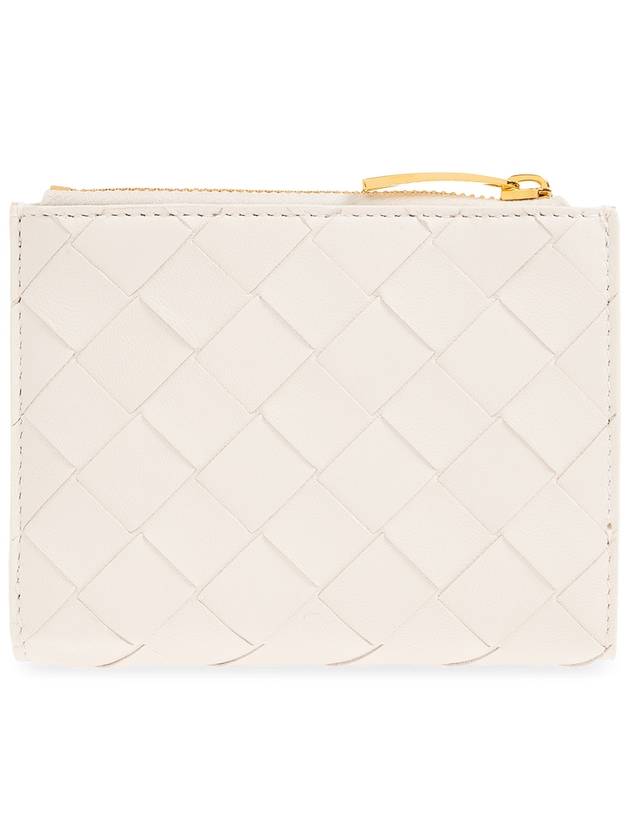 Bottega Veneta Intrecciato Heart Detail Leather Half Wallet White