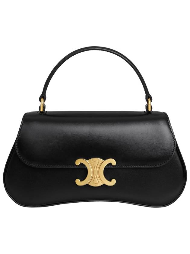 CELINE Teen Lola Triomphe Shiny Calfskin Tote Bag Black