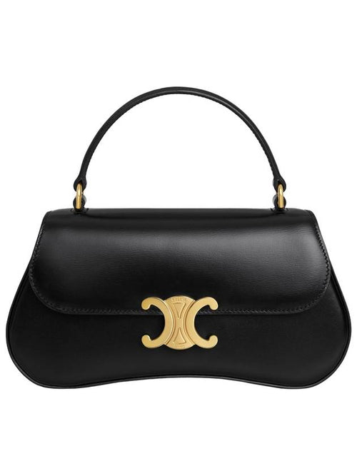 CELINE Teen Lola Triomphe Shiny Calfskin Tote Bag Black