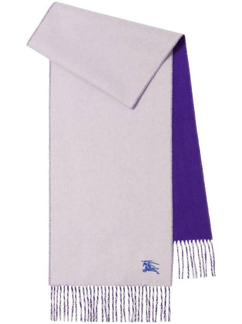 Burberry Embroidered Logo Reversible Cashmere Scarf Purple
