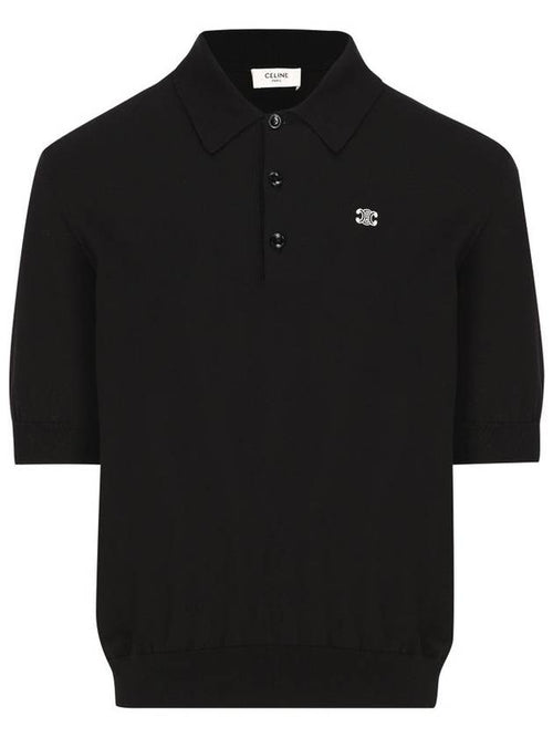 CELINE Triomphe Cotton Polo Shirt Black