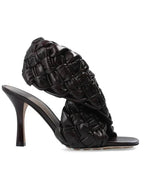 Bottega Veneta BV Board Leather Sandals Heel Black