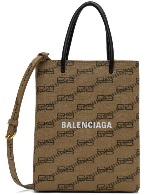 Balenciaga BB Monogram Mini Tote Bag Brown