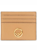 Fendi Signature Logo Card Wallet Beige