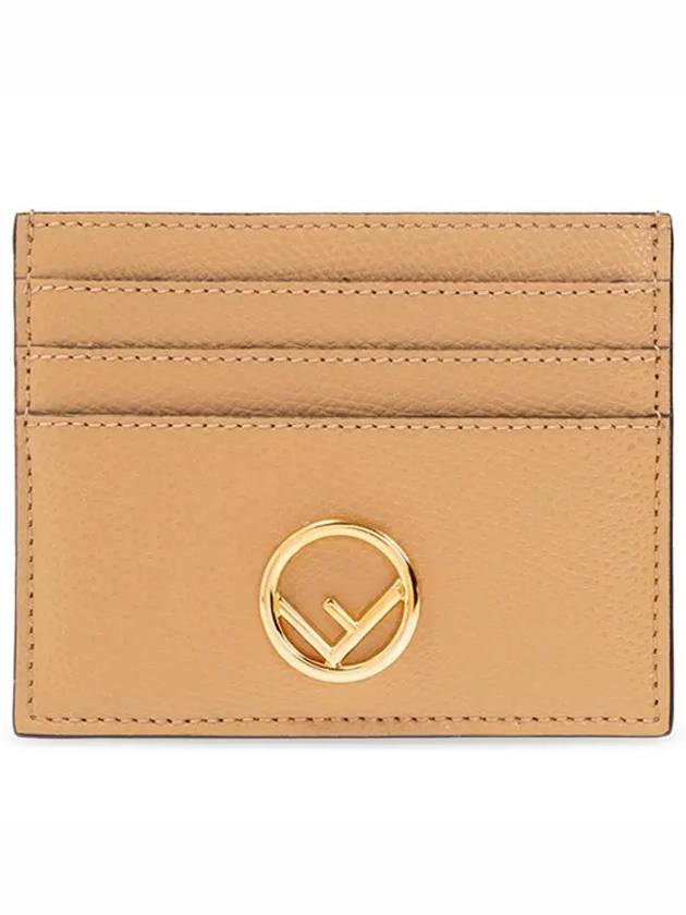 Fendi Signature Logo Card Wallet Beige