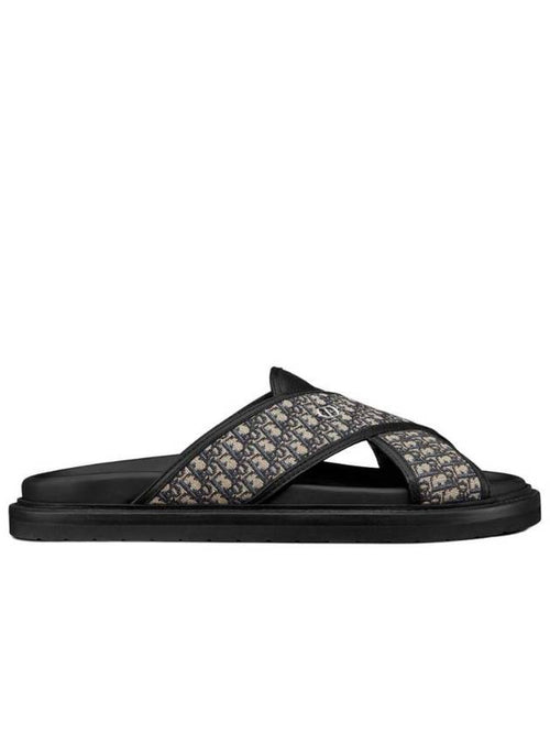 Aqua Oblique Jacquard Sandals Black Beige Dior