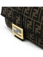 Fendi Baguette FF Jacquard Shoulder Bag Brown