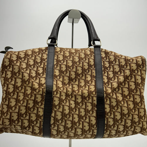 CHRISTIAN DIOR Vintage Monogram Brown Trotter Boston Baggage Shoulder Bag YVEAF135