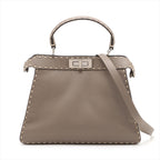Fendi Peekaboo I See You Handbag Taupe Leather 2WAY 8BN321