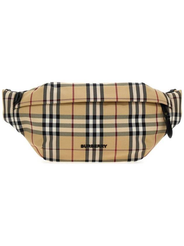 Burberry Sonny Embossed Logo Check Belt Bag Beige