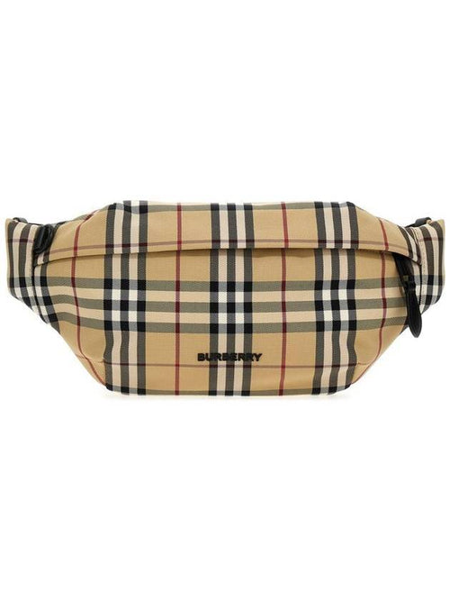 Burberry Sonny Embossed Logo Check Belt Bag Beige