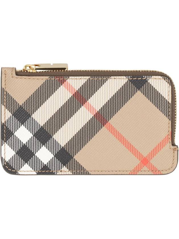 Burberry Check Corner Zipper Card Wallet Sand