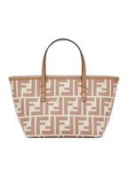 Fendi Roll FF Jacquard Small Tote Bag Beige