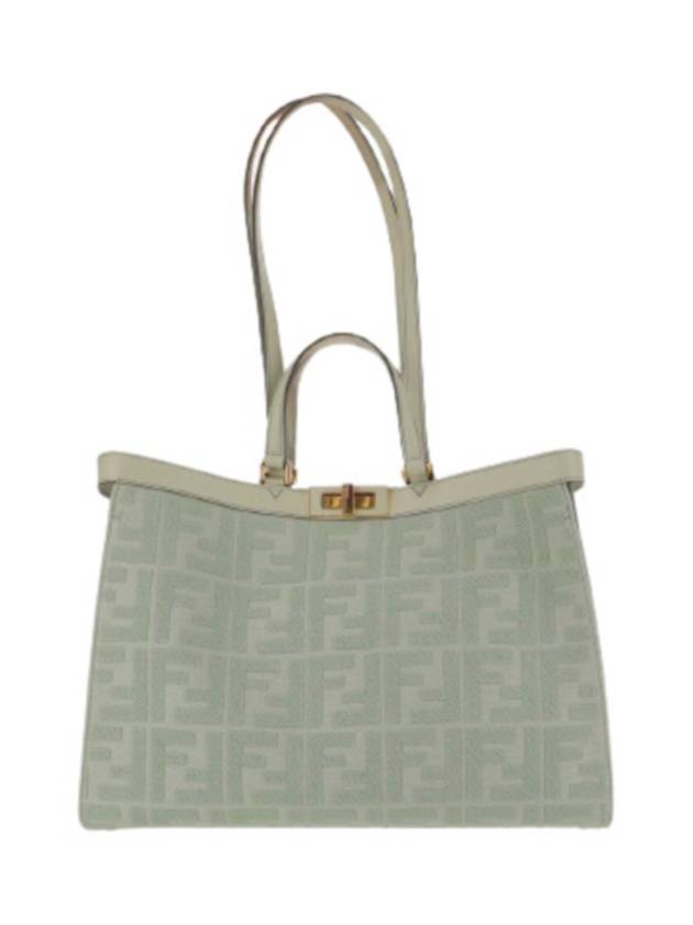 Fendi Logo Pattern Medium Canvas Tote Bag Green