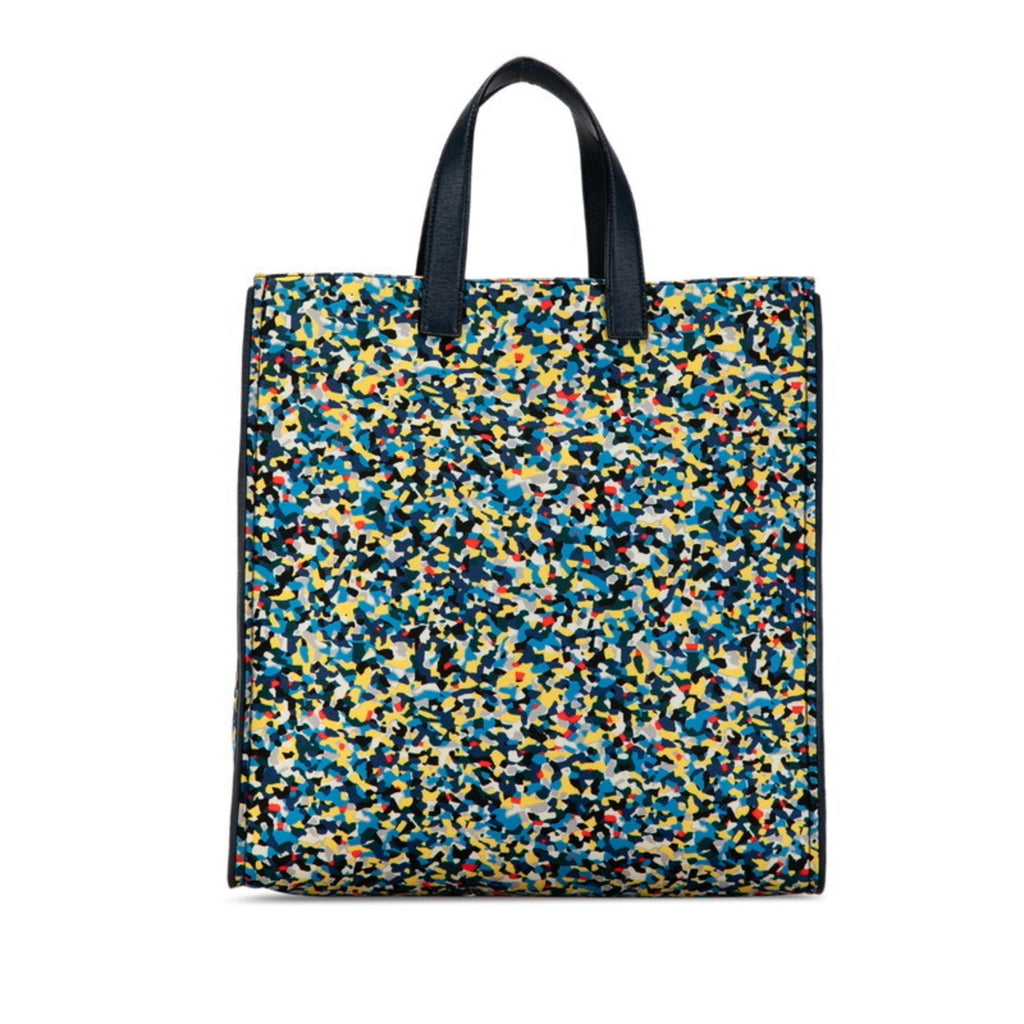 Fendi  Navy Nylon Leather Handbag Tote Bag ()