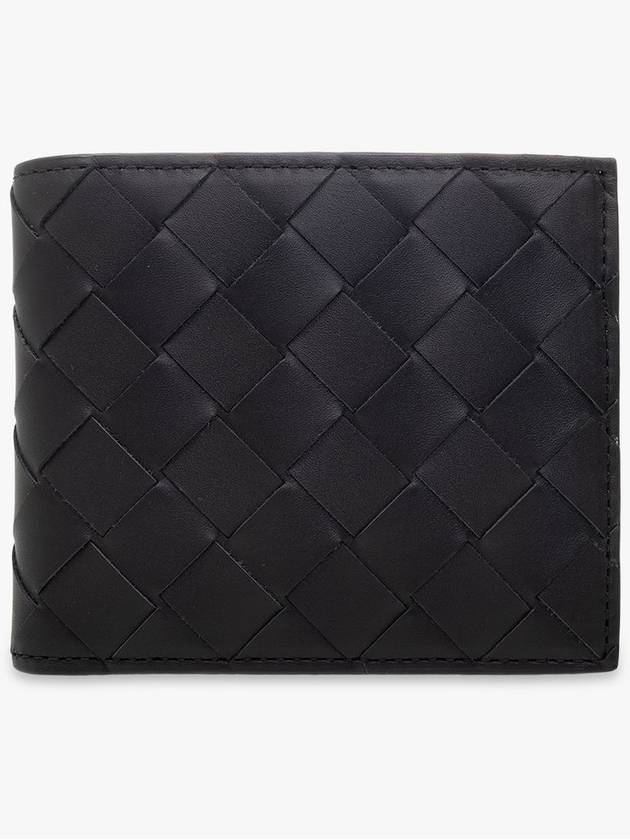Bottega Veneta Intrecciato Leather Half Wallet Black