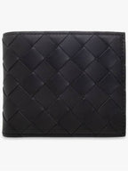 Bottega Veneta Intrecciato Leather Half Wallet Black