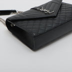 Saint Laurent  Envelope Leather Chain Shoulder Bag Black 487206