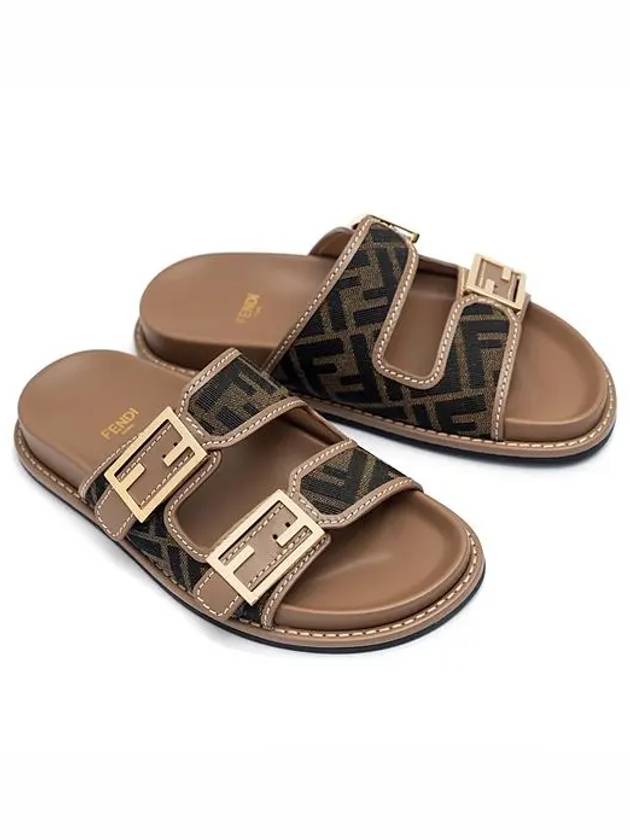 Fendi Feel Fabric Slippers Brown