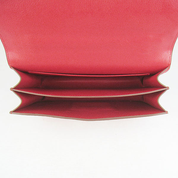 Hermes calf Leather Message Bag H020 red silver